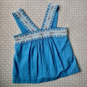 Madewell Blue Embroidered Tank Top 4